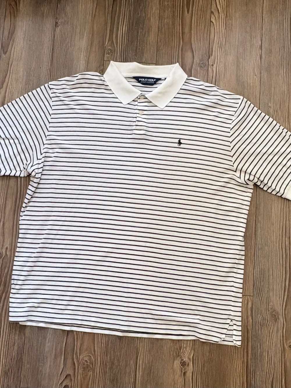 Polo Golf Ralph Lauren Striped Polo Shirt Mens XL Pima Cotton Vintage White/Bk